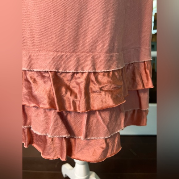 ANTHROPOLOGIE elastic-waist skirt with ruffles, coral, size S - Picture 2 of 7